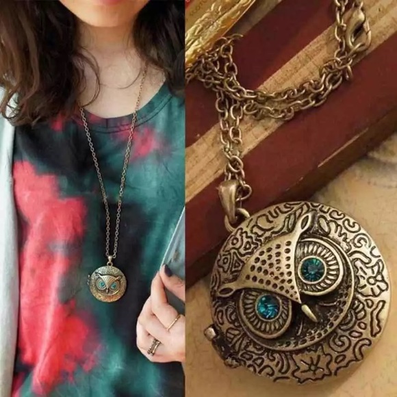 NEW!💙💎🦉OWL! GOLDEN ANTIQUE LOCKET!🦉💎💙AWESOME - Picture 5 of 8